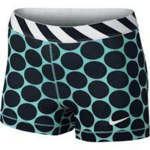 Nike Pro Dri Fit Women Shorts Size Small Blue with Black Polka Dots